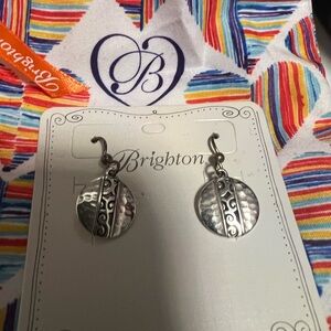 Brighton Silver Mingle Disc French Wire Textured Earrings